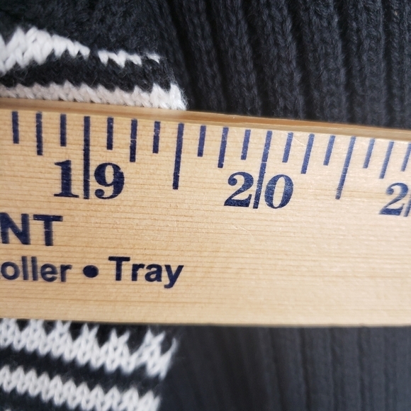 Peck & Peck Collection Black and White Fringed Collared Open Front Cardigan Sz L - Picture 10 of 10